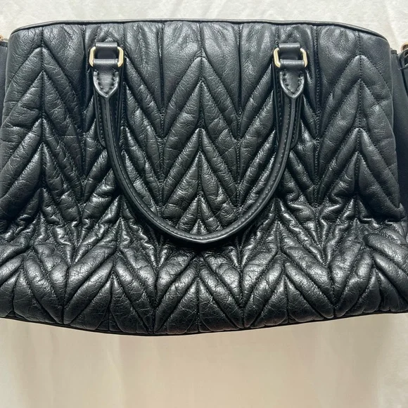 Coach Black Quilted Satchel with Gold Chain
